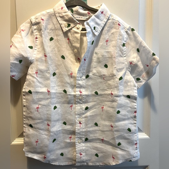 Janie and Jack Other - Janie & Jack Flamingo linen shirt